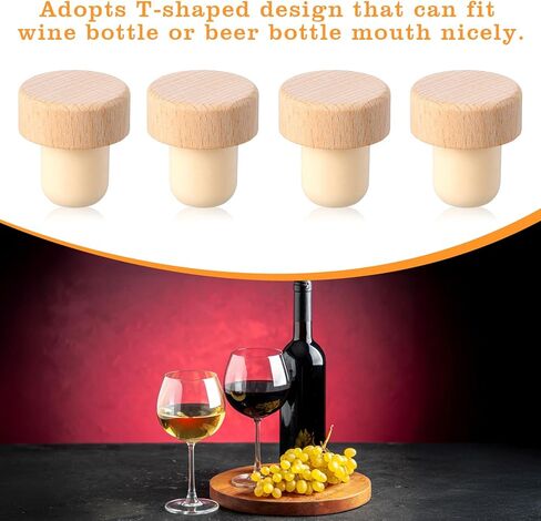 100Pcs Wine Corks T Cork Plugs for Wine Cork Stopper Reusable Corks Wooden and Rubber Stopper in Kuwait