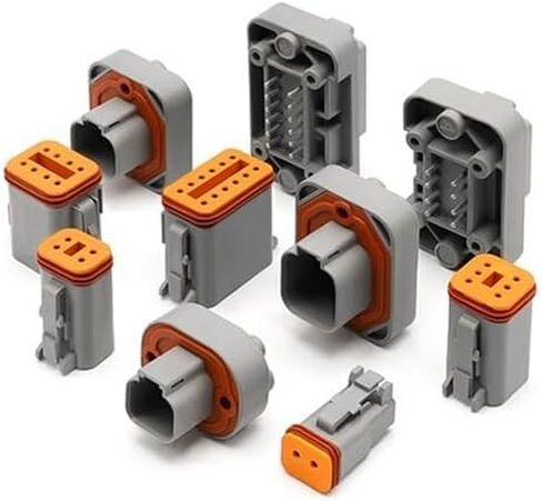 DT15-2P/4/6/8/12P Holes Automotive Waterproof Connector Straight Pin PCB Panel Needle Seat Jacket DT06-6S 5 Sets(2p (Male Female),5 Sets) in Saudi Arabia