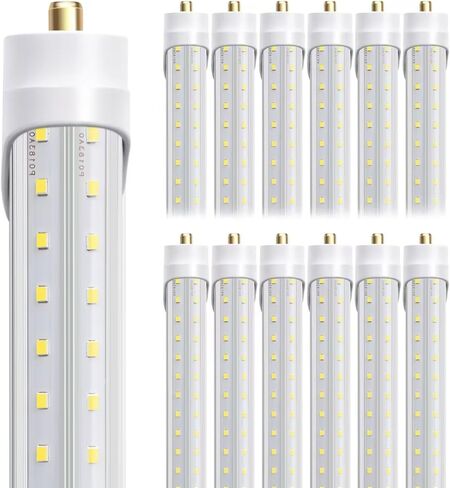 مصابيح LED ONLYLUX بطول 8 أقدام، لمبة إضاءة LED للمتجر 8 أقدام 72 وات 6000 ك 10000 لومن، فائقة السطوع، مصابيح T8 T10 T12 V على شكل FA8، غطاء شفاف، مصابيح F96T12 لاستبدال مصابيح الإضاءة الفلورية (حزمة من 12) in Kuwait