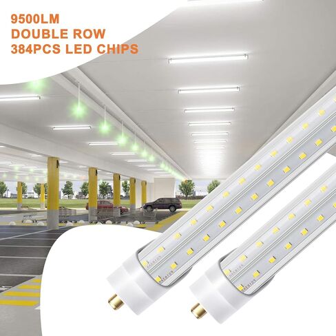 مصابيح LED ONLYLUX بطول 8 أقدام، لمبة إضاءة LED للمتجر 8 أقدام 72 وات 6000 ك 10000 لومن، فائقة السطوع، مصابيح T8 T10 T12 V على شكل FA8، غطاء شفاف، مصابيح F96T12 لاستبدال مصابيح الإضاءة الفلورية (حزمة من 12) in Kuwait
