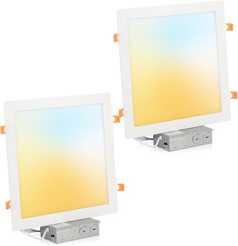 11 Inch Square LED Recessed Ceiling Light 5CCT for Kitchen Retrofit, Ultra Thin Canless Wafer Downlight Damp Rated for Bathroom, 24W Dimmable 1920LM for Living Room ETL FCC in Saudi Arabia