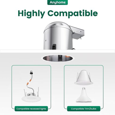 6 Inch Recessed Lighting Housing Remodel,Can Light Housing,IC Rated & Air Tight,E26 Connector,ETL Listed in Saudi Arabia