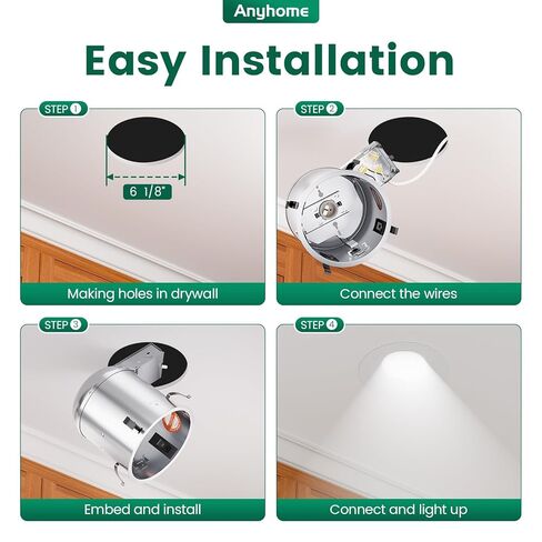6 Inch Recessed Lighting Housing Remodel,Can Light Housing,IC Rated & Air Tight,E26 Connector,ETL Listed in Saudi Arabia