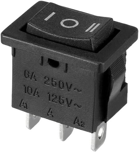 Uxcell 6A/250V 10A/125V SPST 3 محطة 3 موقف تشغيل/إيقاف/تشغيل قارب الروك التبديل الأسود 21x15 مللي متر in Kuwait