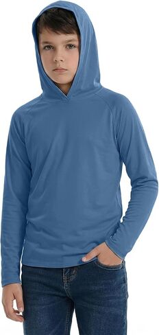 Boys' Hoodie Rash Guard Shirt UPF 50+, 3 Pack Long Sleeve Sun Protection Swim Tee Quick Dry, Lightweight Performance Top in Saudi Arabia