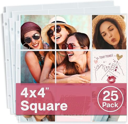 أكمام ألبوم صور Dunwell مقاس 4x4 - تناسب مجلد ألبومات الحلقات مقاس 12x12 3 (25 حزمة)، 12 × 12 صفحة سجل القصاصات مع 9 جيوب مربعة، تحتوي صفحة الصور على 450 مطبوعة 4 × 4، جودة أرشيفية in Saudi Arabia