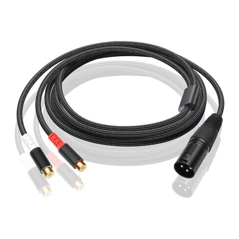 كابل تصحيح مقسم XLR ذكر إلى 2 RCA Y بطول 1 قدم، محول كابل صوت XLR ذكر إلى ثنائي غير متوازن RCA أنثى لخلاط ميكروفون مكبر الصوت - 1 قدم in Kuwait