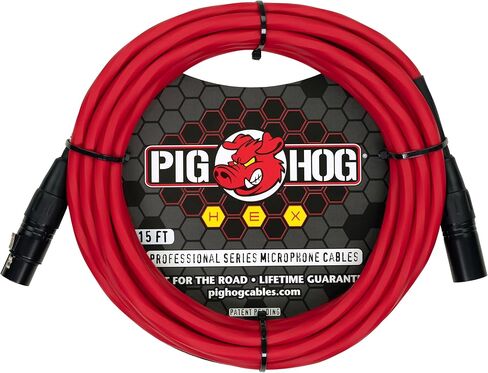 كابل ميكروفون من سلسلة Pig Hog Hex، كاندي أبل ريد، 15 قدم in Kuwait