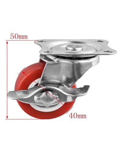 4-Pack 1.5-inch Swivel Brake casters, Flat Side Rollers, Furniture, Coffee Table Pulleys, red PVC Wheels in Kuwait