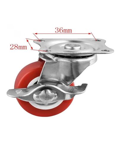 4-Pack 1.5-inch Swivel Brake casters, Flat Side Rollers, Furniture, Coffee Table Pulleys, red PVC Wheels in Kuwait