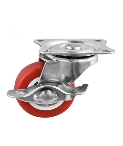4-Pack 1.5-inch Swivel Brake casters, Flat Side Rollers, Furniture, Coffee Table Pulleys, red PVC Wheels in Kuwait
