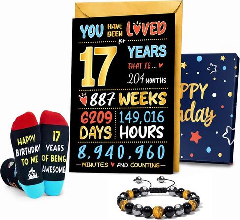 HAPPYPOP Gifts for 18 Year old Boy - 18th Birthday Gift Ideas, Birthday Gift Card Tiger Eye Bracelet Socks Set for Son Male in Saudi Arabia