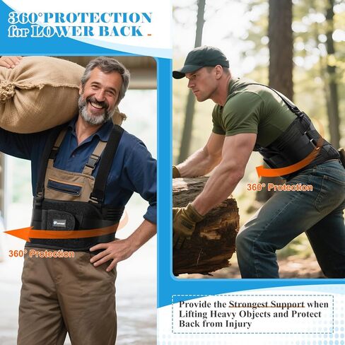 Plus Size Work Back Brace with 2 Removable Suspender Shoulder Straps for Heavy Lifting Safety - Back Posture Corrector Support Belt for Men Women in Construction, Warehouse Jobs 2XL/3XL in Kuwait