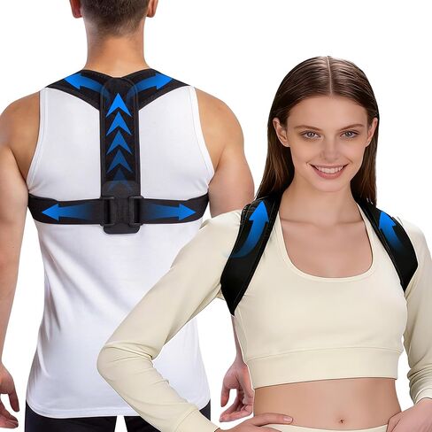 Upper Back Brace Posture Corrector for Women and Men, Adjustable Upper & Mid Back Support, Breathable Back Straightener for Neck, Shoulder & Clavicle Pain Relief in Kuwait