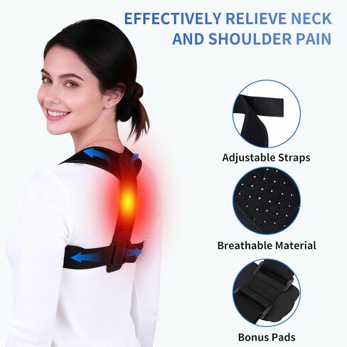 Upper Back Brace Posture Corrector for Women and Men, Adjustable Upper & Mid Back Support, Breathable Back Straightener for Neck, Shoulder & Clavicle Pain Relief in Kuwait