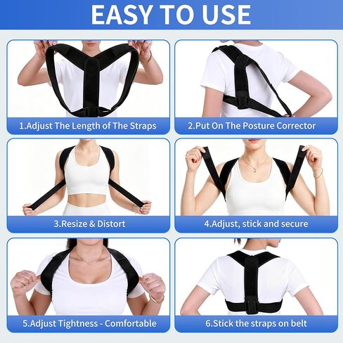 Upper Back Brace Posture Corrector for Women and Men, Adjustable Upper & Mid Back Support, Breathable Back Straightener for Neck, Shoulder & Clavicle Pain Relief in Kuwait