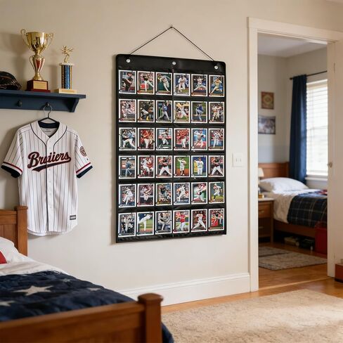 2 علبة عرض تحتوي على 36 بطاقة، حافظة عرض بطاقات البيسبول الرياضية لعرض بطاقات البيسبول وكرة السلة وكرة السلة على الحائط in Kuwait