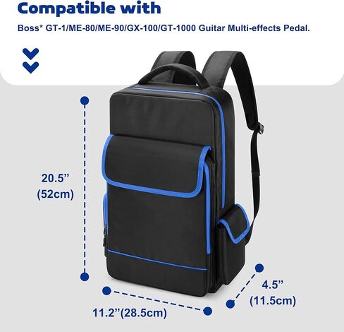 حقيبة ظهر Rexmica للحمل متوافقة مع Boss GT-1/ME-80/ME-90/GX-100/GT-1000 دواسة جيتار متعددة التأثيرات، حقيبة تخزين لوحة دواسة الجيتار مع جيوب للكمبيوتر المحمول أو الكابلات أو الملحقات الأخرى in Kuwait