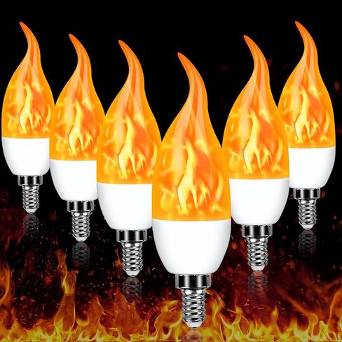 E12 LED Flickering Candelabra Flame Effect Light Bulbs - 3 Modes Flicker Chandelier Candle Fire Gas Lantern Effect Type B Base Small Lights Bulbs for Outdoor Halloween Holiday Decorations (8 Pack) in Saudi Arabia