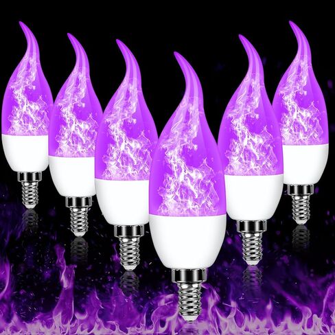 E12 LED Flickering Candelabra Flame Effect Light Bulbs - 3 Modes Flicker Chandelier Candle Fire Gas Lantern Effect Type B Base Small Lights Bulbs for Outdoor Halloween Holiday Decorations (8 Pack) in Saudi Arabia
