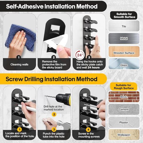 Hat Hook for Wall, 2 Pack Hat Organizer Hold up to 20 Hats,Hat Holder with Strong Adhesive and 8 Pack Screws, Cap Holder Hat Hangers for Wall Closet Door and Bedroom(B-Black) in Saudi Arabia