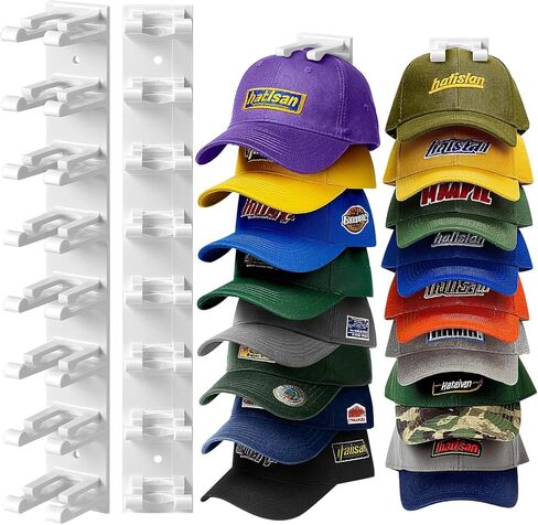 Hat Hook for Wall, 2 Pack Hat Organizer Hold up to 20 Hats,Hat Holder with Strong Adhesive and 8 Pack Screws, Cap Holder Hat Hangers for Wall Closet Door and Bedroom(B-Black) in Saudi Arabia