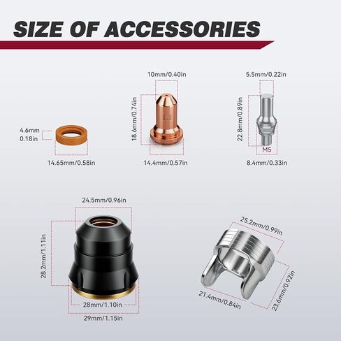 ARCCAPTAIN 23Pcs IPT60 Plasma Cutter Torch Consumables, .045" Plasma Cutter Accessories for ARCCAPTAIN CUT55 NON-HF, CUT55 MP and CUT60 Non-HF, Work with 50-60A Current in Kuwait