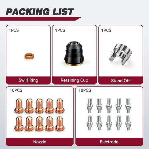ARCCAPTAIN 23Pcs IPT60 Plasma Cutter Torch Consumables, .045" Plasma Cutter Accessories for ARCCAPTAIN CUT55 NON-HF, CUT55 MP and CUT60 Non-HF, Work with 50-60A Current in Kuwait