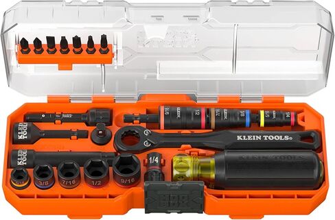 مجموعة أدوات كلاين تولز 65301KNECT، مجموعة أدوات مقبس الصدمات KNECT (S) 23 قطعة SAE، محول مفك الصدمات، منظمة أدوات MODbox in Kuwait
