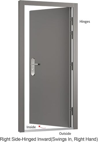 VIZ-PRO Quick Mount Steel Security Door with Frame and Hardware, Gray Right Side-Hinged Inward, 39 9/16" - 41 7/8" Width Adjustable, 83 1/2" Height in Kuwait