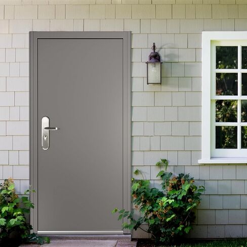 VIZ-PRO Quick Mount Steel Security Door with Frame and Hardware, Gray Right Side-Hinged Inward, 39 9/16" - 41 7/8" Width Adjustable, 83 1/2" Height in Kuwait