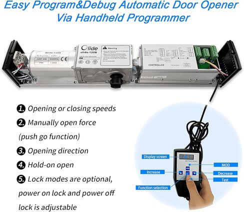 Olideauto Handicap Door Opener for Dual Swing Doors,Black Color Commercial Door Openers with Wireless Handicap Push Buttons,Automatically Open Dual Doors Simultaneously by 1PCS Handicap Push Button in Kuwait