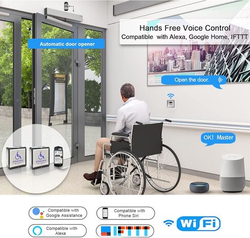 Handicap Door Opener for Disabled People, Low Energy ADA Swing Door Operator with Stainless Steel Handicap Push Buttons in Kuwait