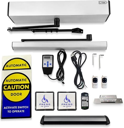 Olideauto Electric Swing Door,Black Color Wireless Commercial Exterior Door Opener with Wireless Exterior Square 4.5'' Handicap Push Button and 550lbs Electric Strike Fail Safety in Saudi Arabia