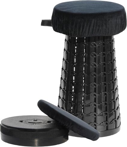 ALEVMOOM Upgraded Portable Collapsible Folding Stool with Cushion Retractable Telescoping Stool for Adults Sturdy Capacity 440lbs Camping Chair for Outdoor Hiking Garden with Bag,Carabiner in Kuwait