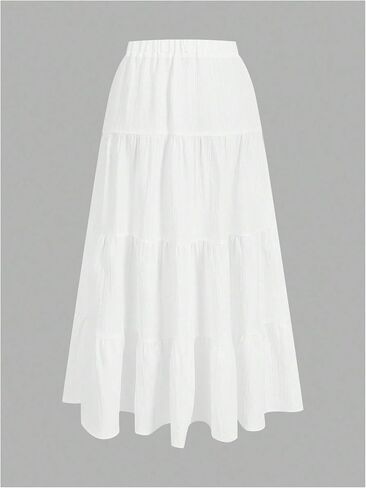 GORGLITTER Women's Boho Flowy Long Skirts Ruffled Hem A Line Elastic Waist Casual Tiered Layer Maxi Skirts in Saudi Arabia