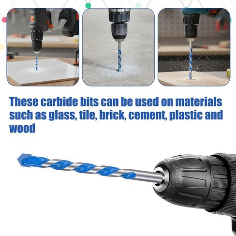 5 Piece Masonry Drill Bit Set for Concrete Tile Glass Ceramic Brick, 15/64" Solid Carbide Drill Bit with Triangle Handle,Tungsten Steel Alloy Tip in Kuwait