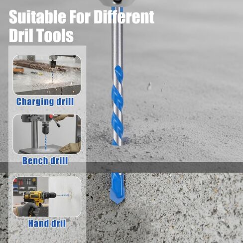 5 Piece Masonry Drill Bit Set for Concrete Tile Glass Ceramic Brick, 15/64" Solid Carbide Drill Bit with Triangle Handle,Tungsten Steel Alloy Tip in Kuwait