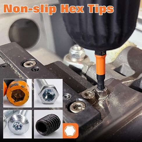 طقم لقم مثقاب سداسي الرأس Impact Hex Head Allen 20 قطعة (متري وSAE) 1/4 بوصة مجموعة لقم سداسية فولاذية S2 ذات ساق سداسي، مفتاح ألين مغناطيسي 2 بوصة مفك براغي طويل in Kuwait
