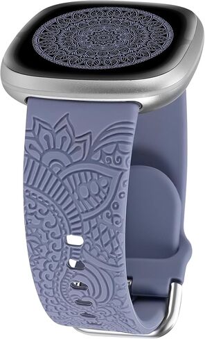 سوار منقوش من Boho متوافق مع Fitbit Versa 3/Versa 4/Sense 2/Sense للنساء والرجال، حزام رياضي أنيق من السيليكون بتصميم أنيق وجذاب in Kuwait