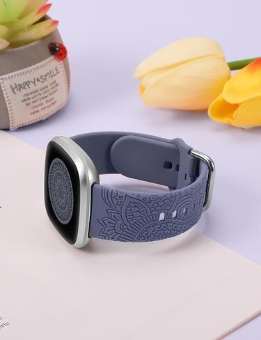 سوار منقوش من Boho متوافق مع Fitbit Versa 3/Versa 4/Sense 2/Sense للنساء والرجال، حزام رياضي أنيق من السيليكون بتصميم أنيق وجذاب in Kuwait