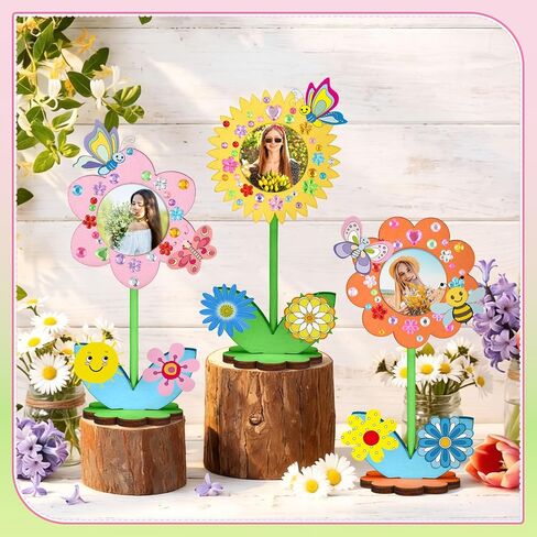24 مجموعة من زهرة وعاء الخشب صورة إطار إطار زهرة إطارات الصور DIY الحرف مع ملصقات GEMS ملصقات الربيع الطلاء والفرش للأنشطة المنزلية الربيع الحفلات (ديزي) in Saudi Arabia