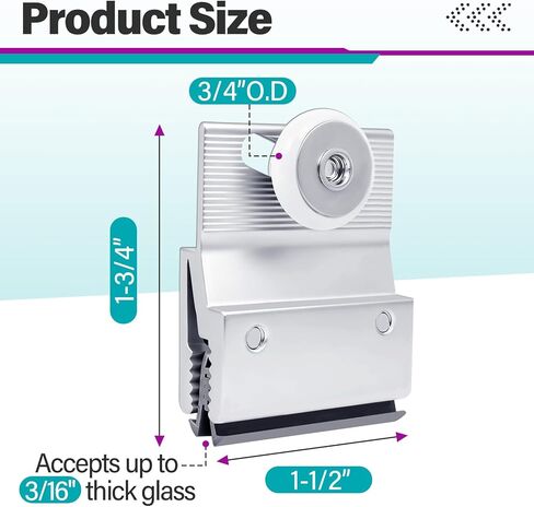 4 Pcs M 6145 Top Bracket Roller Assembly for 3/16 in Frameless Glass Shower Doors, 3/4" Plastic Wheel with Ball Bearings, Aluminum Chrome Finish Replacement for Sliding Glass Doors in Kuwait