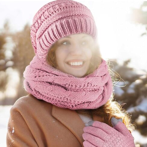 24 Pcs Women Beanie Winter Hats Loop Scarf Touch Screen Gloves Earmuff Warm Set for Cold Weather Hiking in Saudi Arabia