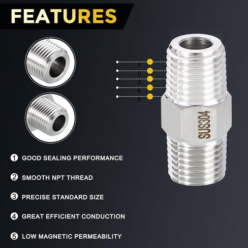 METALLIXITY 1 قطعة M16-1.5 ذكر x M16-1.5 ذكر الموضوع 304 سداسية من الفولاذ المقاوم للصدأ الحلمات تمديد محول لحوض صنبور/دش in Kuwait