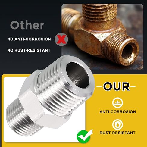METALLIXITY 1 قطعة M16-1.5 ذكر x M16-1.5 ذكر الموضوع 304 سداسية من الفولاذ المقاوم للصدأ الحلمات تمديد محول لحوض صنبور/دش in Kuwait
