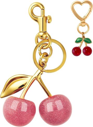 NEGTTE Keychain Cherry Bag Charms - Adorable Key Chains Women Cute for Handbags & Car Keys | Fashion Gift for Women in Saudi Arabia