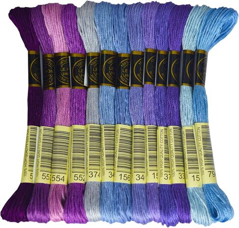Premium Rainbow Color Embroidery Floss - Cross Stitch Threads - Friendship Bracelets Floss - Crafts Floss - 14 Skeins Per Pack Embroidery Floss, Electric Blue Gradient in Saudi Arabia