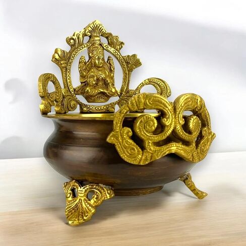 LOVENSPIRE Brass Laxmi Urli Bowl 6.6 Inch – Indian Ethnic Lakshmi Urli Bowls for Floating Flowers, Home Temple Decor, Center Table, Pooja Room, Diwali Decoration, Showpiece, Housewarming Gift in Saudi Arabia