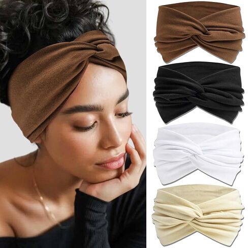 Wide Headbands Boho Headband Floral Print Head Wraps Paisley Bandana Head Band Knotted Hair Bands Non Slip Turban Hair Band Elastic Bandana Hairband For Women Girls Workout Yoga in Saudi Arabia